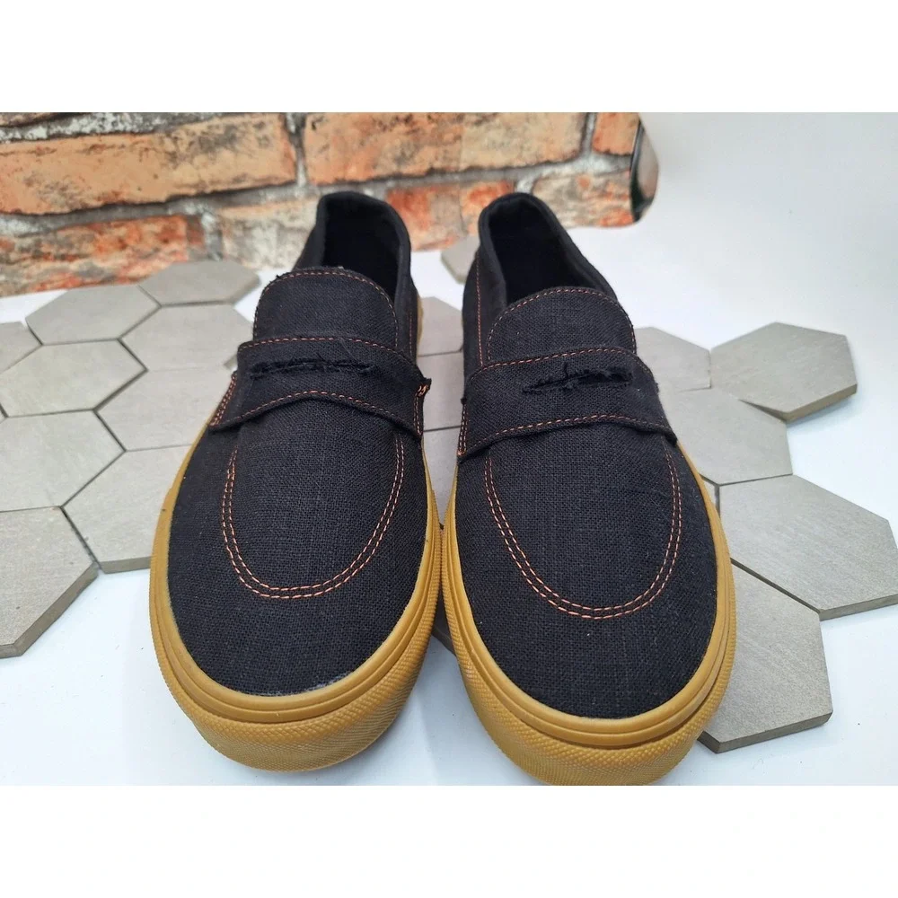 Vans Style 53 Heavy Canvas Black Gum Lug Sole Loafer Shoes Men's Size 11 Sneaker